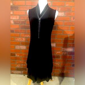 Size 12 Joseph Ribkoff black dress with front zipper and draped bottom